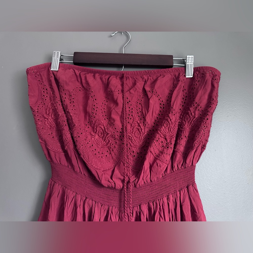 Forever 21 Strapless Flowy Mini Dress Women’s 2X Rust Burnt Orange Red Boho Tub - Picture 2 of 10